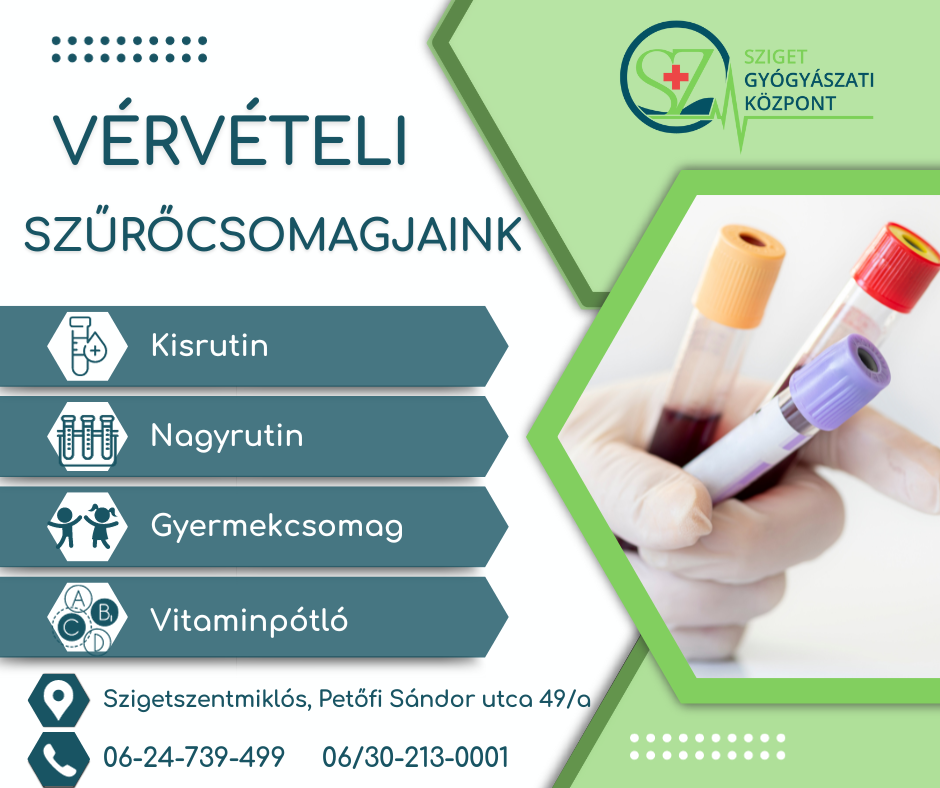Vérvételi szűrőcsomagjaink
